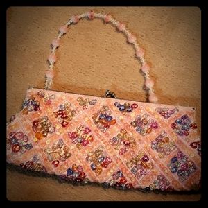 Vintage style pink beaded handbag